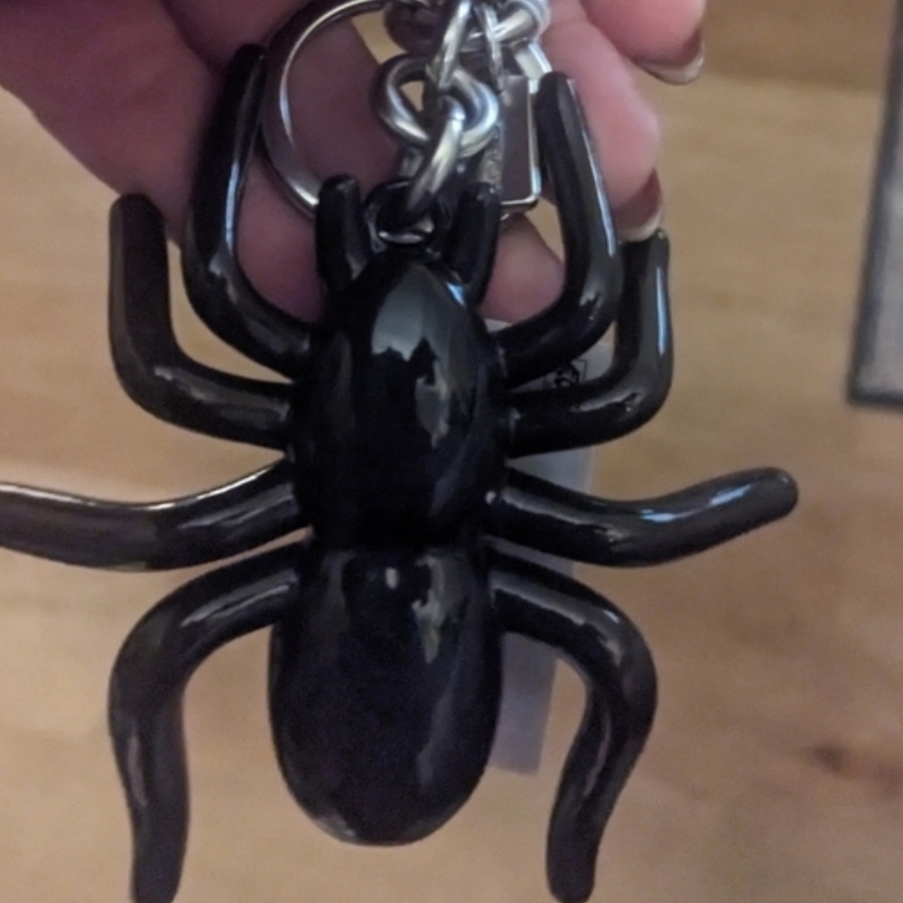 Coach Bag Charm Light Black Enameled Spider with Silver-Toned Hardware - Picture 7 of 12
